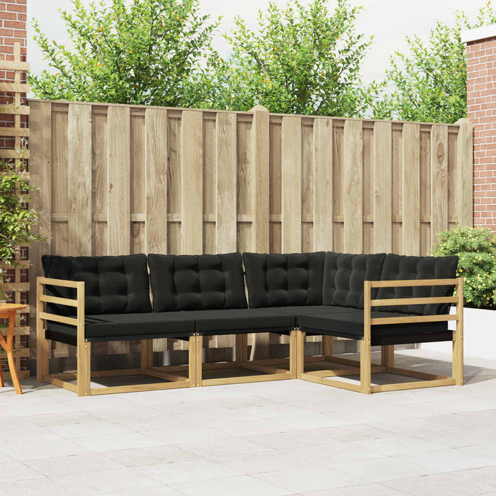 Set de canapele de exterior cu pernă 4 pcs Alb și negru WALTI