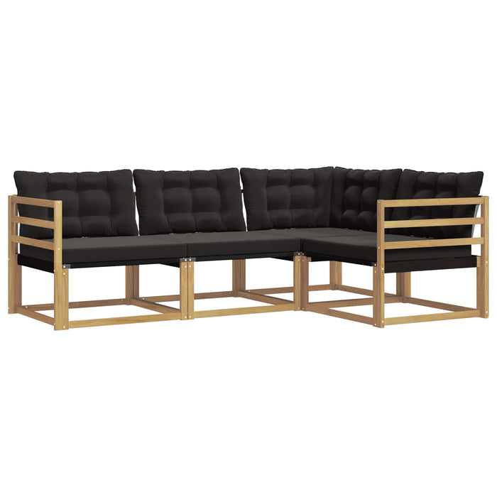 Set de canapele de exterior cu pernă 4 pcs Alb și negru WALTI