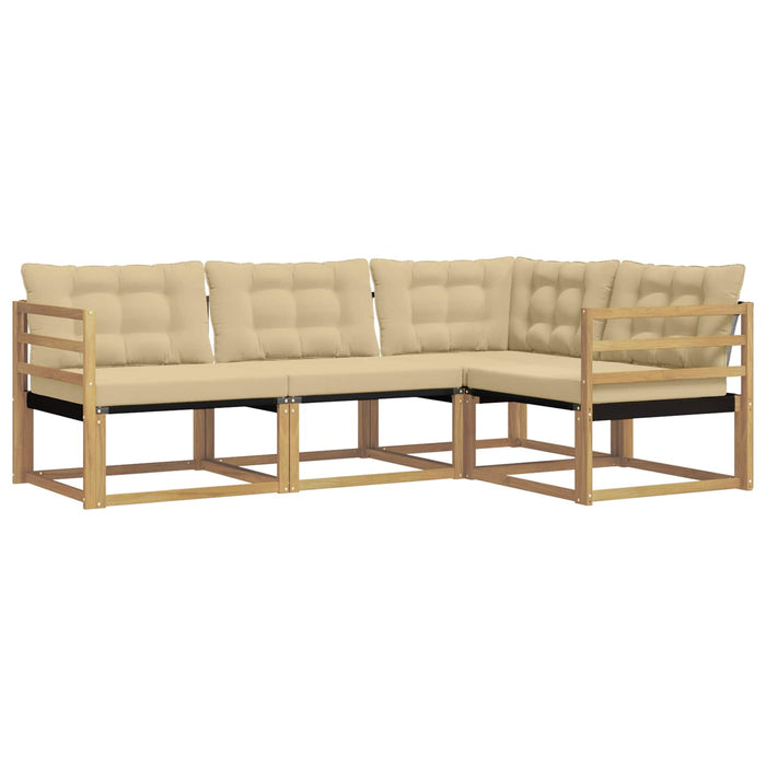Set de canapele de exterior cu pernă 4 pcs Alb și Bej WALTI