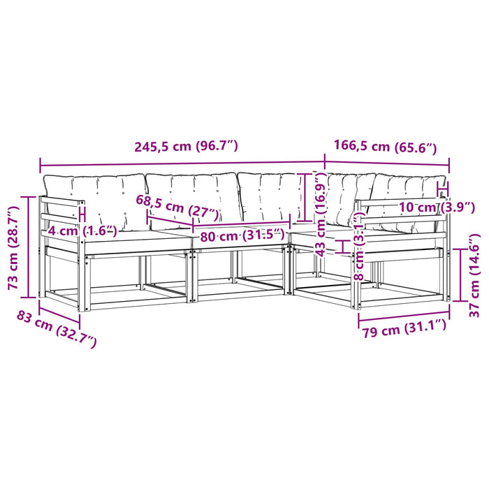 Set de canapele de exterior cu pernă 4 pcs Alb și Bej WALTI