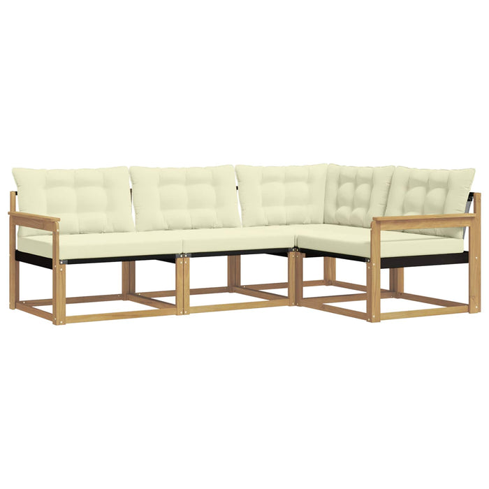 Set de canapele de exterior cu pernă 4 pcs Alb și crem WALTI