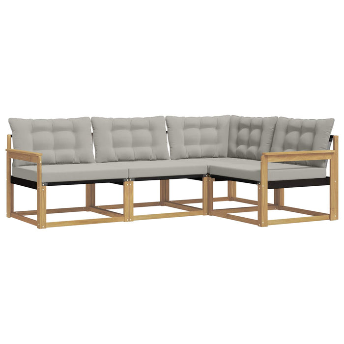 Set de canapele de exterior cu pernă 4 pcs Alb și gri deschis WALTI