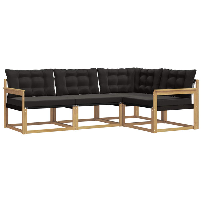 Set de canapele de exterior cu pernă 4 pcs Alb și negru WALTI