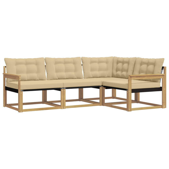 Set de canapele de exterior cu pernă 4 pcs Alb și Bej WALTI