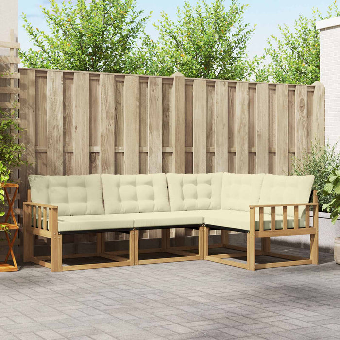 Set de canapele de exterior cu pernă 4 pcs Alb și crem WALTI