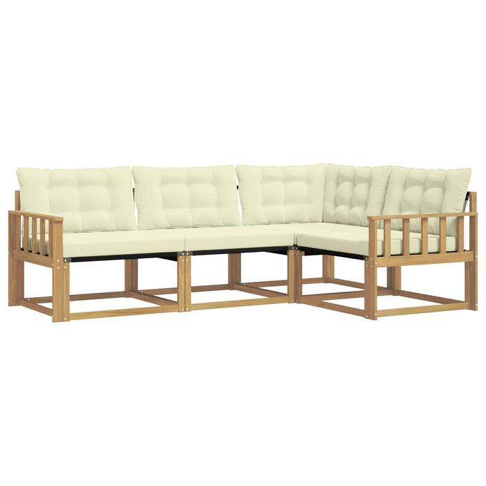 Set de canapele de exterior cu pernă 4 pcs Alb și crem WALTI
