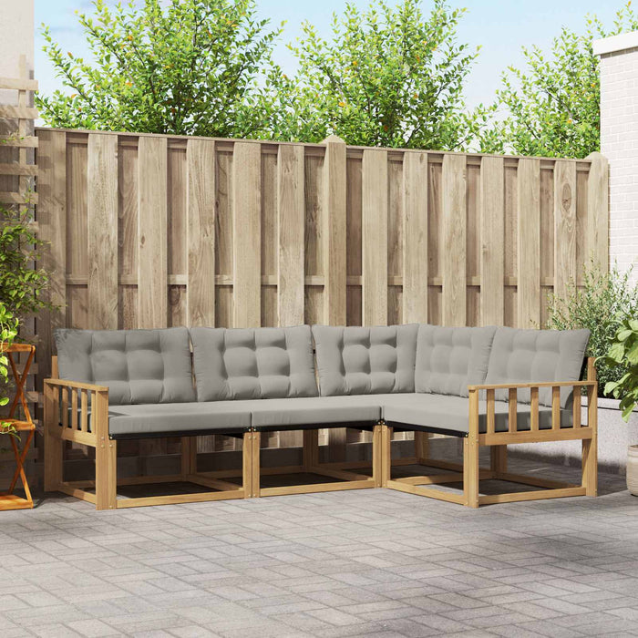 Set de canapele de exterior cu pernă 4 pcs Alb și gri deschis WALTI