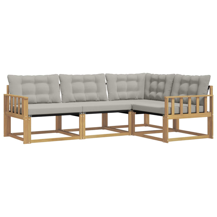 Set de canapele de exterior cu pernă 4 pcs Alb și gri deschis WALTI