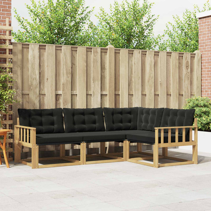 Set de canapele de exterior cu pernă 4 pcs Alb și negru WALTI