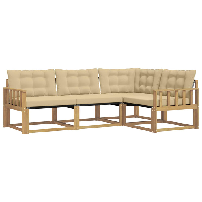 Set de canapele de exterior cu pernă 4 pcs Alb și Bej WALTI