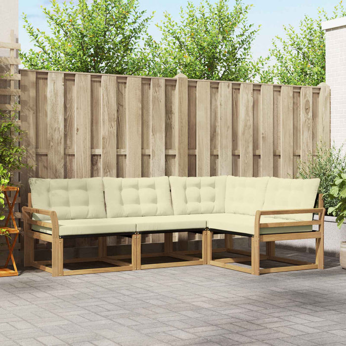 Set de canapele de exterior cu pernă 4 pcs Alb și crem WALTI