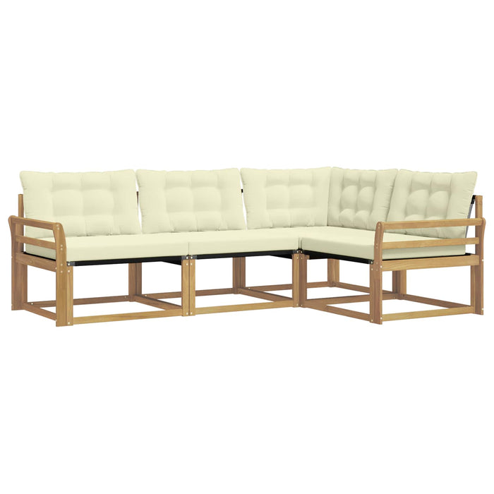 Set de canapele de exterior cu pernă 4 pcs Alb și crem WALTI