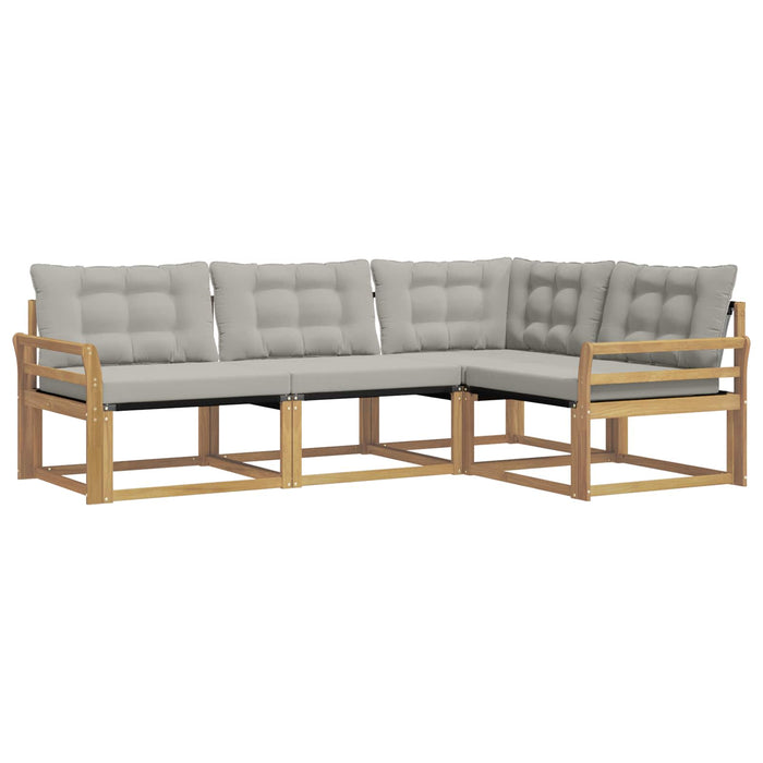 Set de canapele de exterior cu pernă 4 pcs Alb și gri deschis WALTI