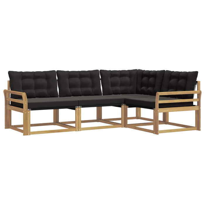 Set de canapele de exterior cu pernă 4 pcs Alb și negru WALTI