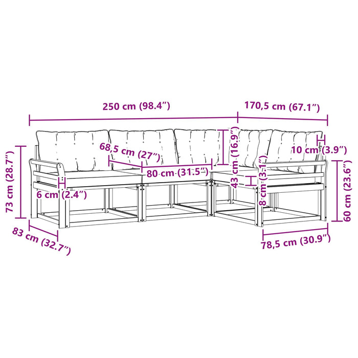 Set de canapele de exterior cu pernă 4 pcs Alb și Bej WALTI