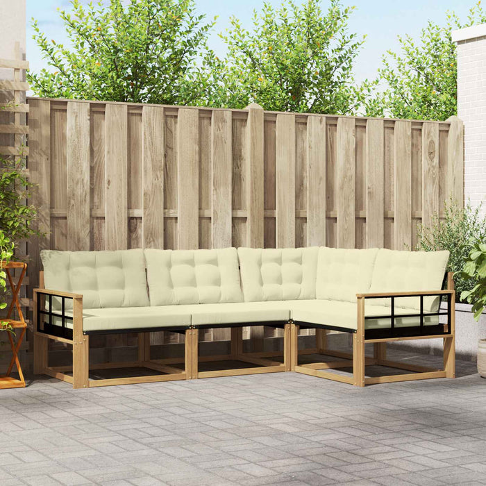 Set de canapele de exterior cu pernă 4 pcs Alb și crem WALTI