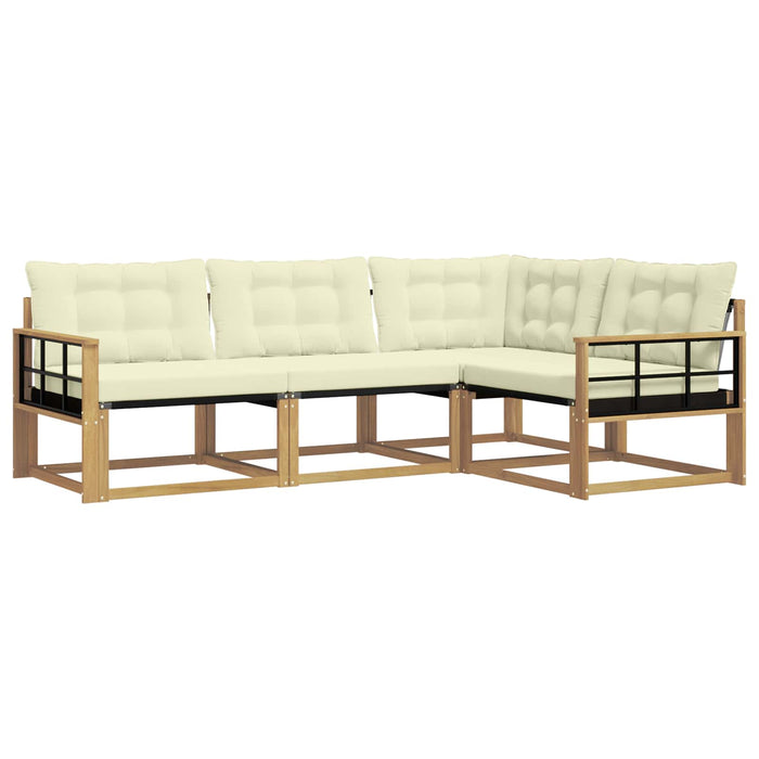 Set de canapele de exterior cu pernă 4 pcs Alb și crem WALTI