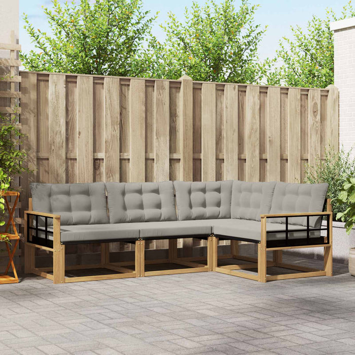 Set de canapele de exterior cu pernă 4 pcs Alb și gri deschis WALTI