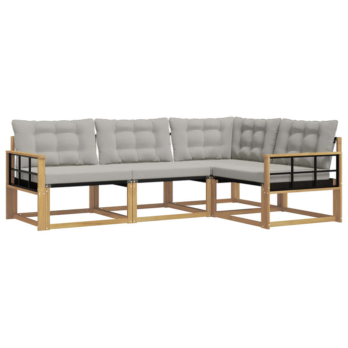 Set de canapele de exterior cu pernă 4 pcs Alb și gri deschis WALTI