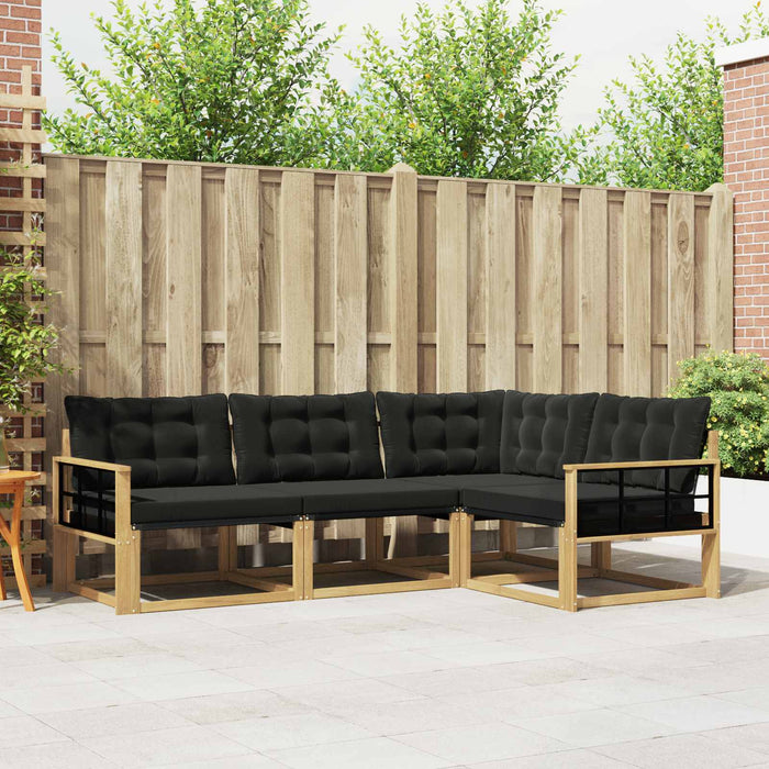 Set de canapele de exterior cu pernă 4 pcs Alb și negru WALTI
