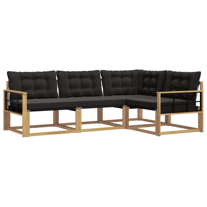 Set de canapele de exterior cu pernă 4 pcs Alb și negru WALTI