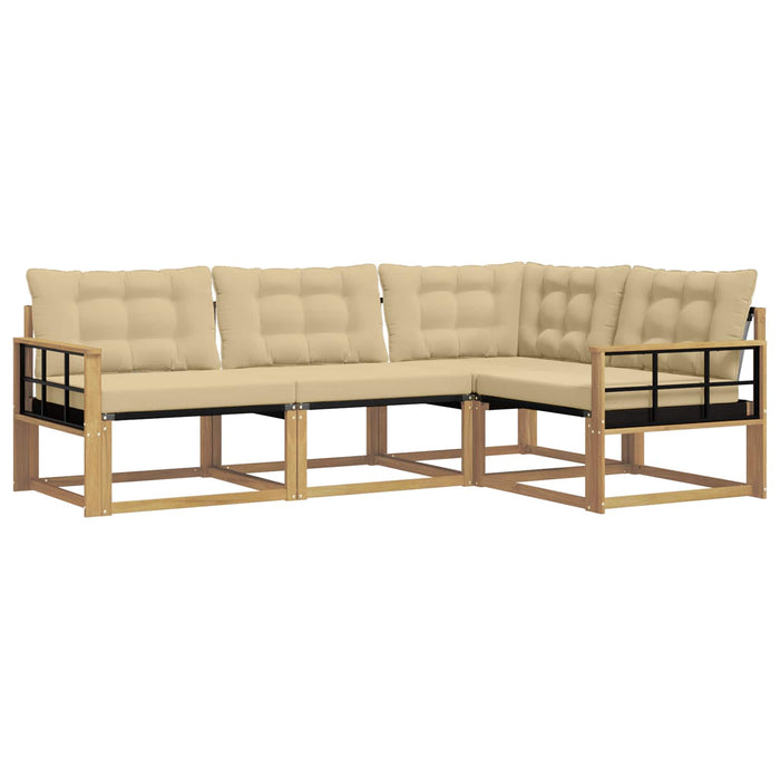 Set de canapele de exterior cu pernă 4 pcs Alb și Bej WALTI
