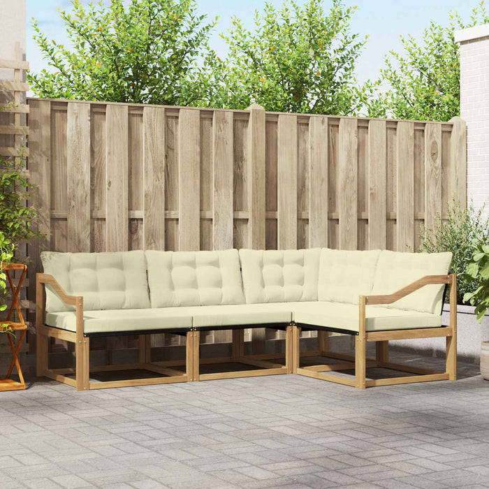 Set de canapele de exterior cu pernă 4 pcs Alb și crem WALTI