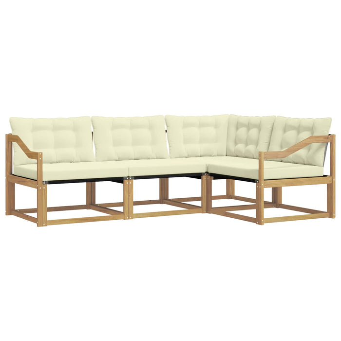 Set de canapele de exterior cu pernă 4 pcs Alb și crem WALTI