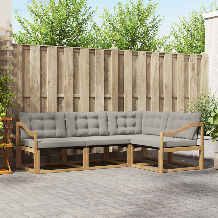 Set de canapele de exterior cu pernă 4 pcs Alb și gri deschis WALTI