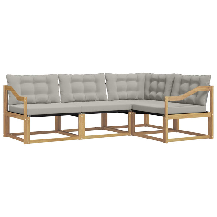 Set de canapele de exterior cu pernă 4 pcs Alb și gri deschis WALTI
