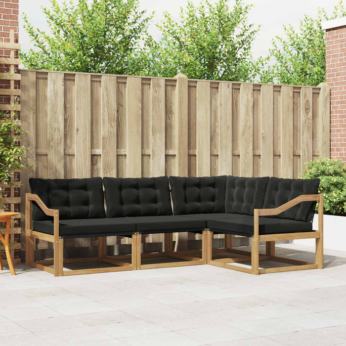 Set de canapele de exterior cu pernă 4 pcs Alb și negru WALTI
