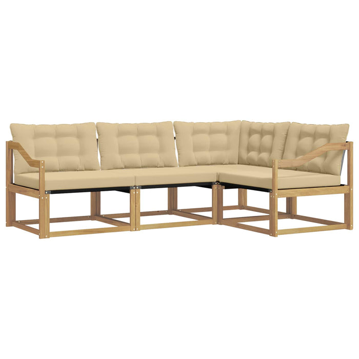 Set de canapele de exterior cu pernă 4 pcs Alb și Bej WALTI
