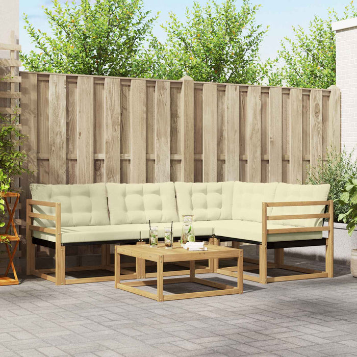 Set de canapele de exterior 5 pcs Alb și crem 79 x 79 x 37 cm WALTI