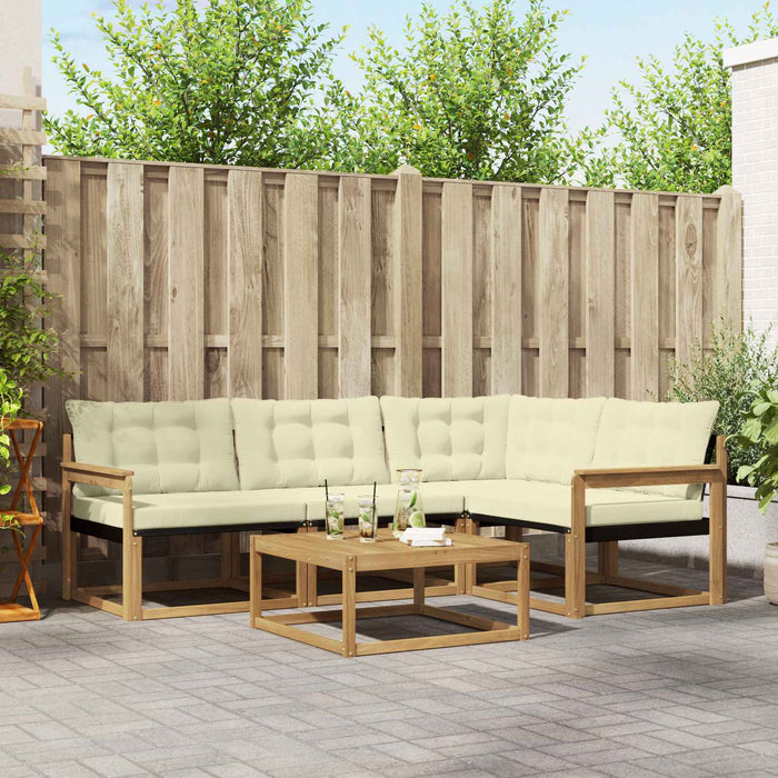 Set de canapele de exterior 5 pcs Alb și crem 79 x 79 x 37 cm WALTI