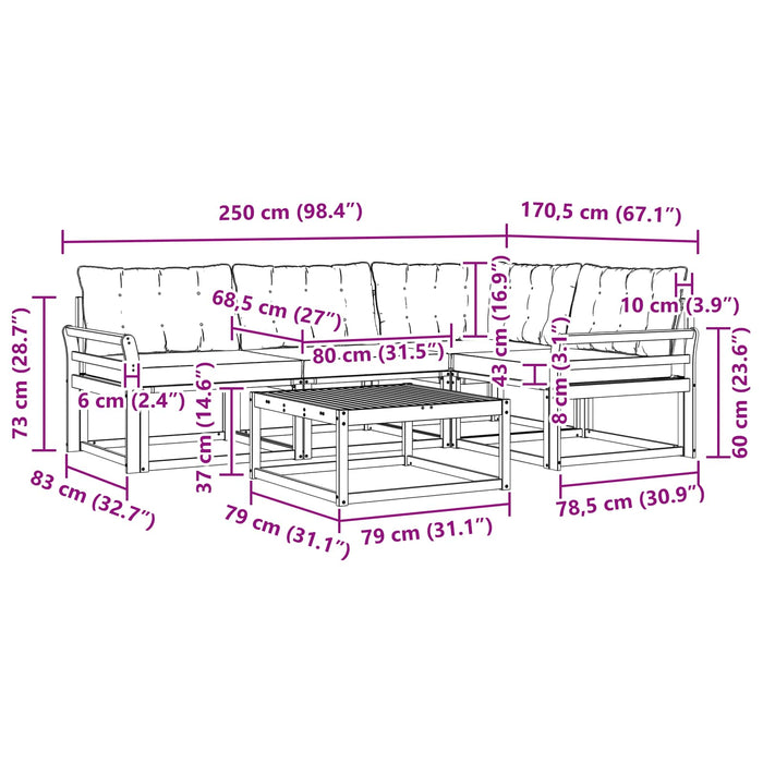 Set de canapele de exterior 5 pcs Alb și negru 79 x 79 x 37 cm WALTI