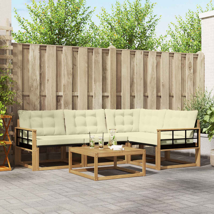 Set de canapele de exterior 5 pcs Alb și crem 79 x 79 x 37 cm WALTI