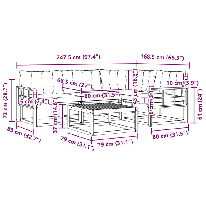 Set de canapele de exterior 5 pcs Alb și crem 79 x 79 x 37 cm WALTI