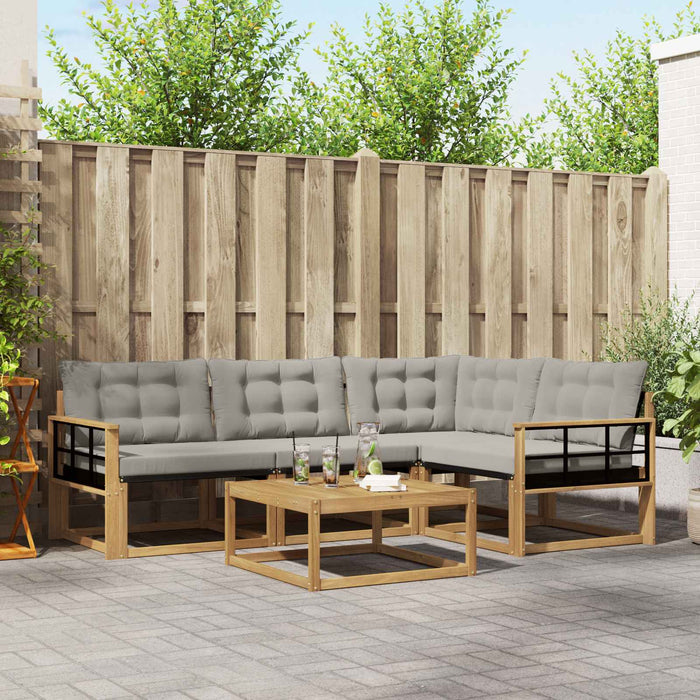 Set de canapele de exterior 5 pcs Alb și gri deschis WALTI