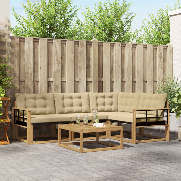 Set de canapele de exterior 5 pcs Alb și Bej 79 x 79 x 37 cm WALTI