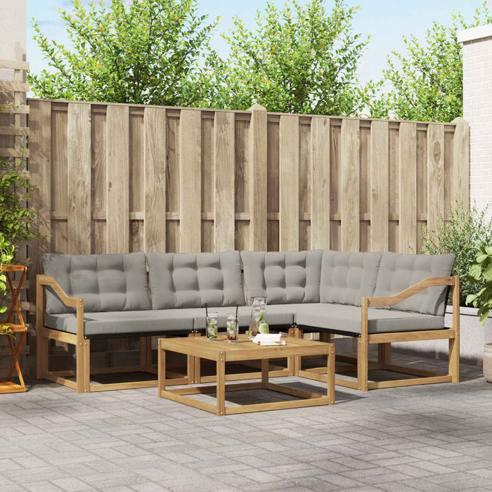 Set de canapele de exterior 5 pcs Alb și gri deschis WALTI