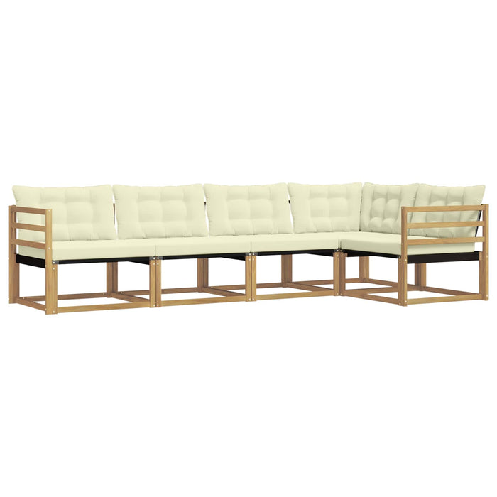 Set de canapele de exterior cu pernă 5 pcs Alb și crem WALTI