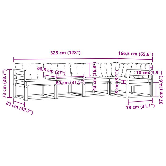 Set de canapele de exterior cu pernă 5 pcs Alb și crem WALTI