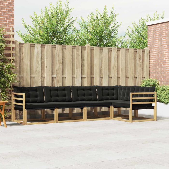 Set de canapele de exterior cu pernă 5 pcs Alb și negru WALTI