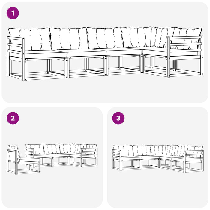 Set de canapele de exterior cu pernă 5 pcs Alb și negru WALTI
