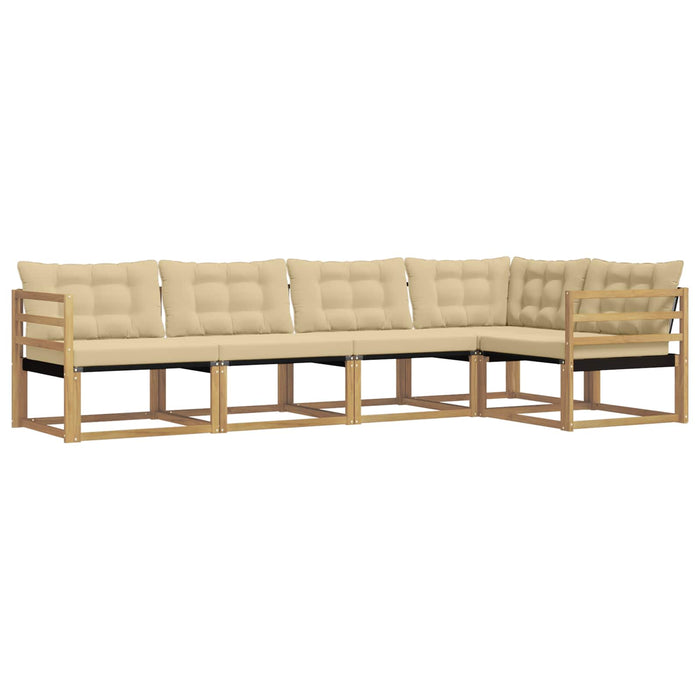 Set de canapele de exterior cu pernă 5 pcs Alb și Bej WALTI
