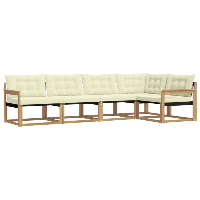 Set de canapele de exterior cu pernă 5 pcs Alb și crem WALTI