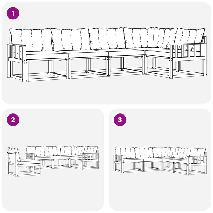Set de canapele de exterior cu pernă 5 pcs Alb și crem WALTI