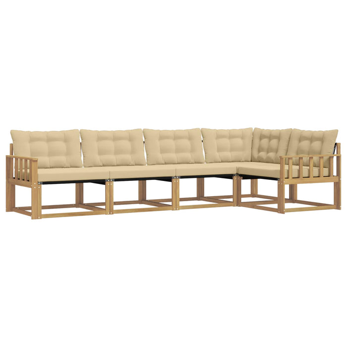 Set de canapele de exterior cu pernă 5 pcs Alb și Bej WALTI