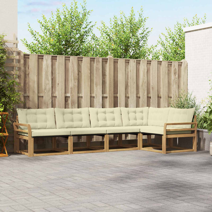 Set de canapele de exterior cu pernă 5 pcs Alb și crem WALTI