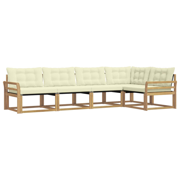 Set de canapele de exterior cu pernă 5 pcs Alb și crem WALTI